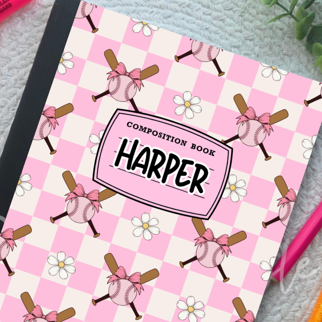 Baseball Pink - Composition Notebook