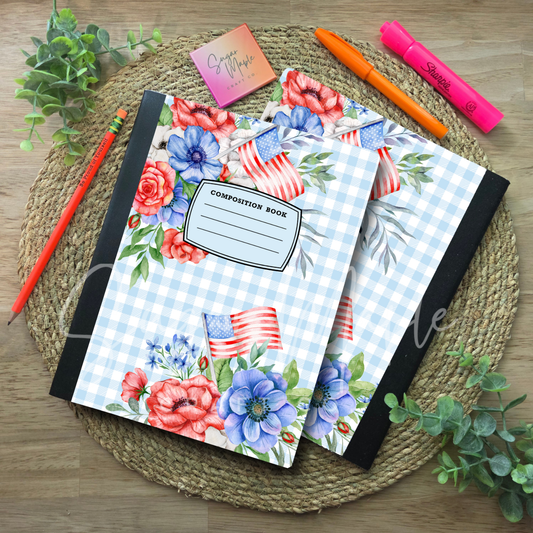 Patriotic Florals - Composition Notebook