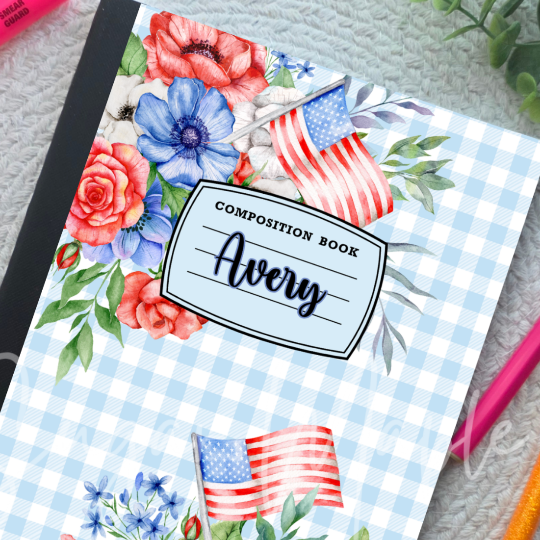 Patriotic Florals - Composition Notebook