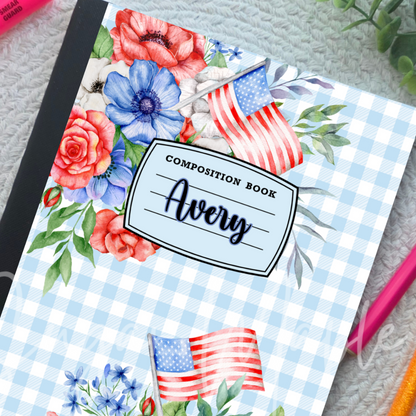Patriotic Florals - Composition Notebook